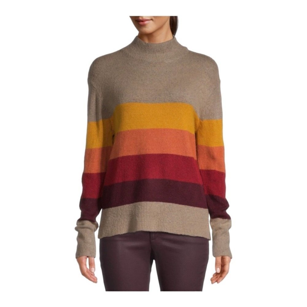 Beach Lunch Lounge Womens Portia Funnel Neck Crewneck Sweater Top Size Large